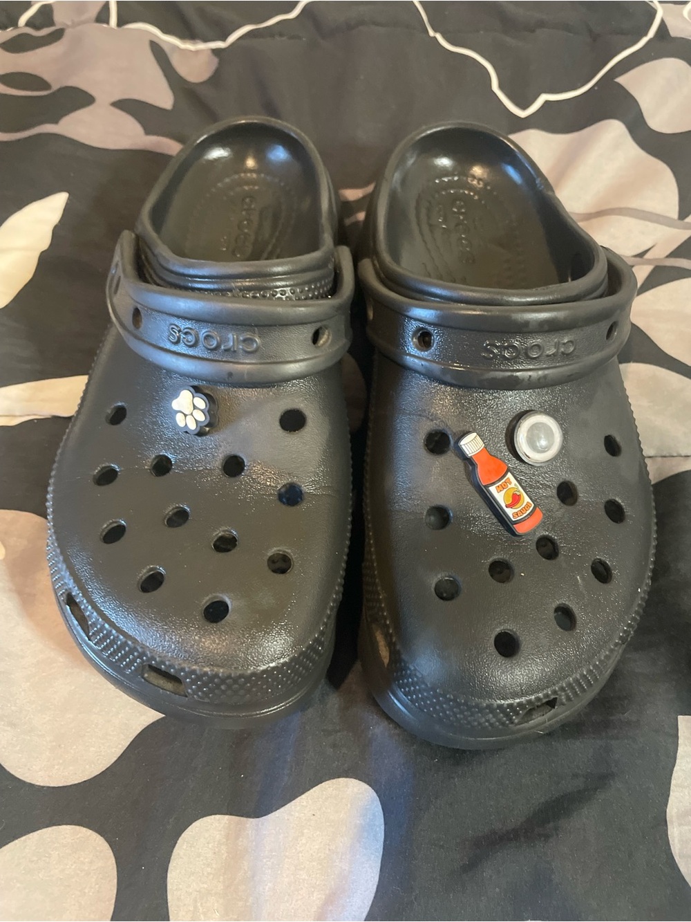 CROCS Kids Black Clog Sandals with Decorative Charms